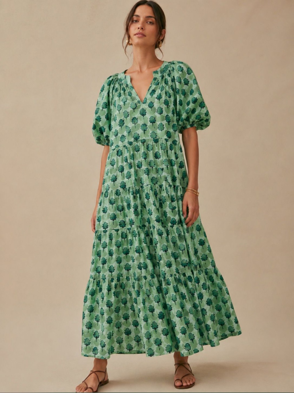 Printfresh X Pencil & Paper Co Zinnia Tiered Maxi Dress Organic Cotton 1 Large
